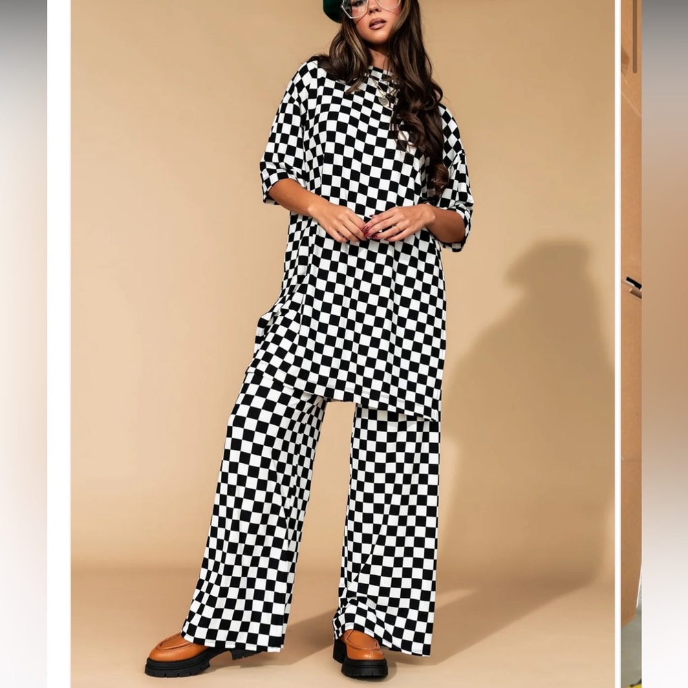 Checkered ribbed playsuit Dressed in LaLa (top and bottom)